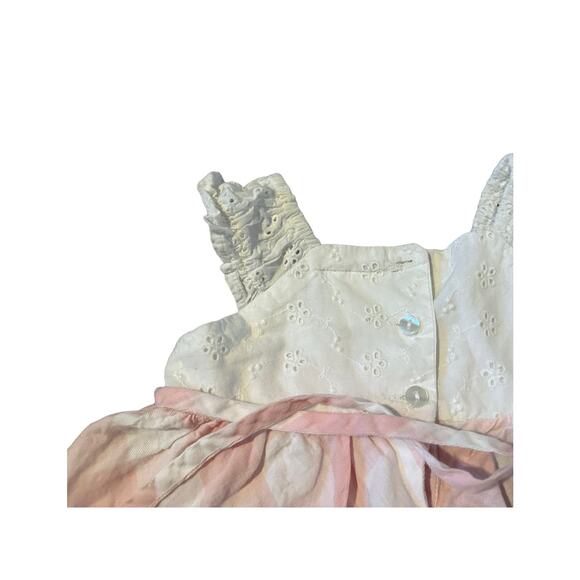 Rare Editions Girls 12M Pink and White Gingham Flower Embroidery Summer Dress - Picture 9 of 12
